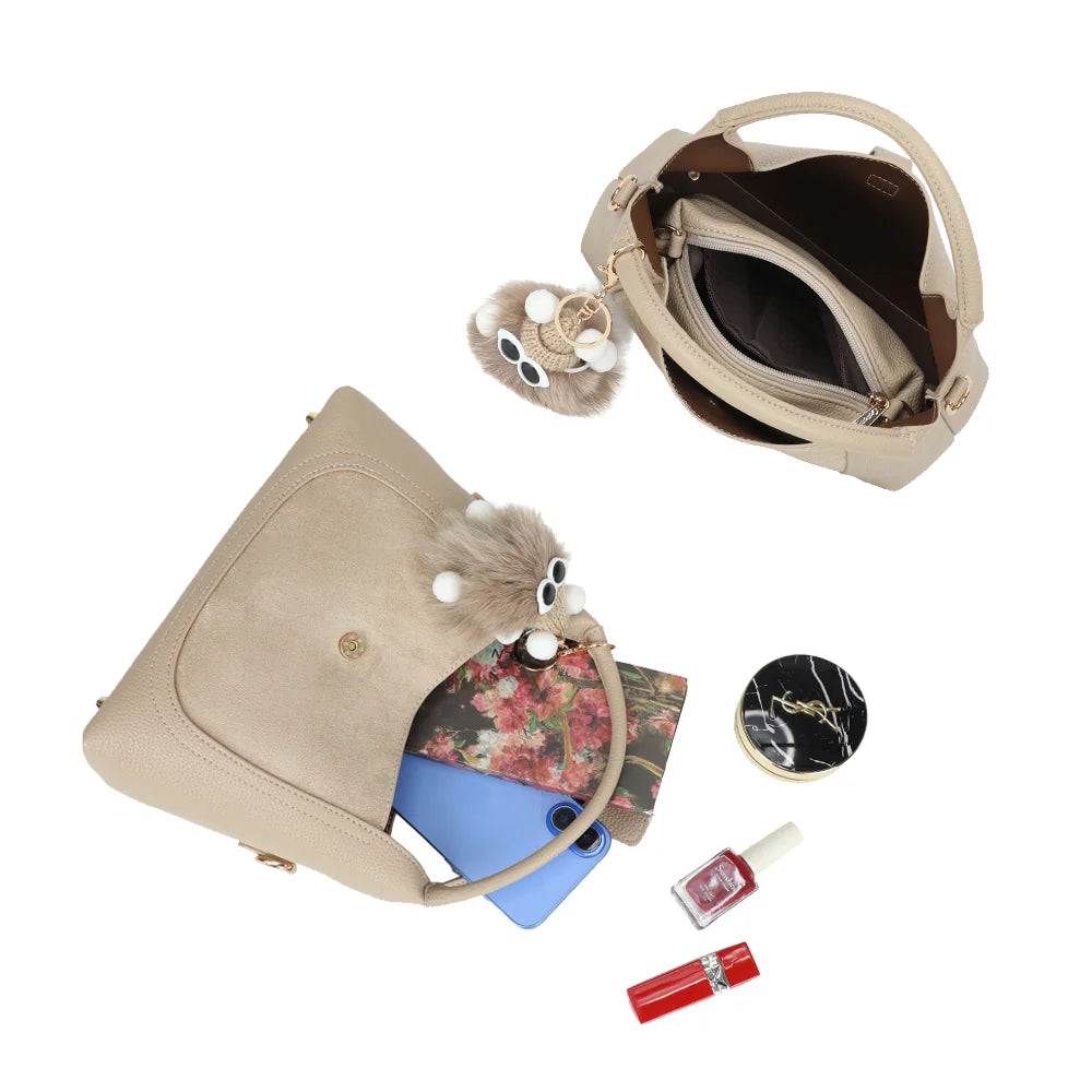 Intérieur du Le Santal taupe : compartiment principal et poche zippée pour les essentiels – réf. KJ-62089-1