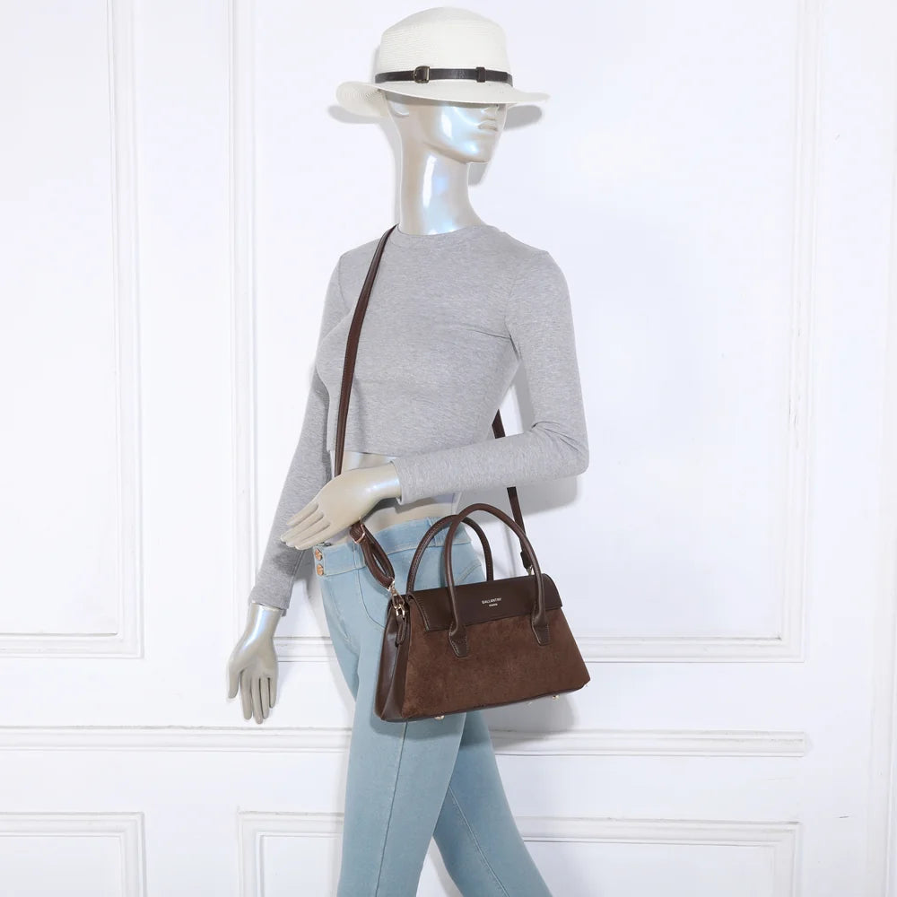Sac à main femme Le Ségur coffee porté à la main ou en bandoulière, format compact et élégant – réf. A-9189