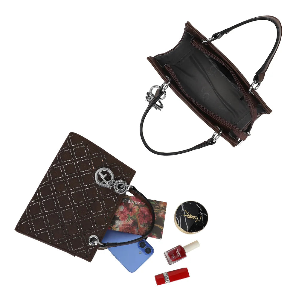 Intérieur du Sélène café : compartiment principal zippé pour téléphone et essentiels du jour – réf. C-0169-9