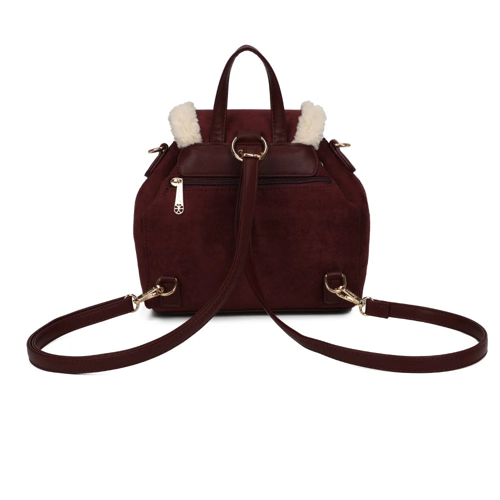 Dos du sac Le Sherpa bordeaux, avec sa poignée supérieure et les attaches de la bandoulière – réf. A-9174