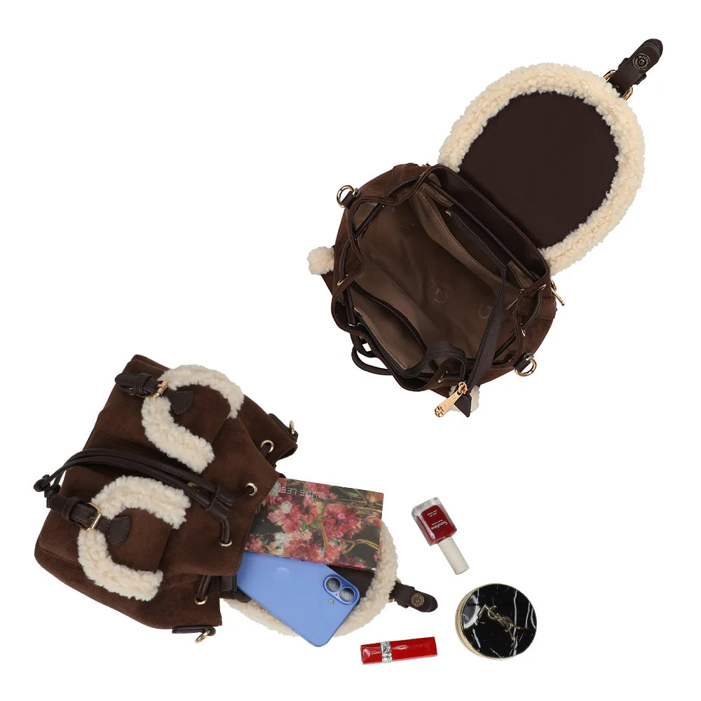 Intérieur du Le Sherpa café : compartiment principal et poche zippée pour téléphone et petits essentiels – réf. A-9174