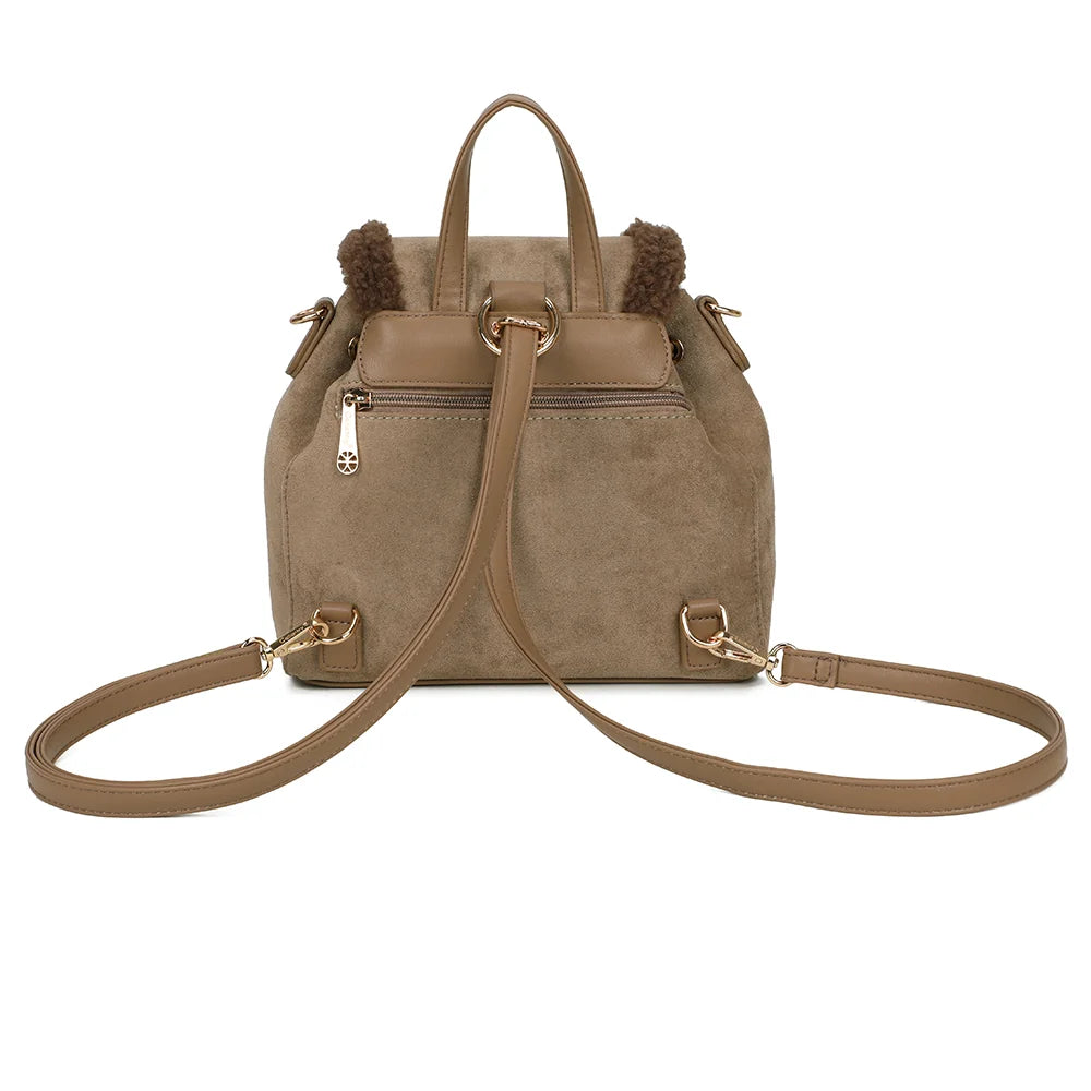 Dos du sac Le Sherpa taupe foncé, avec sa poignée supérieure et les attaches de la bandoulière – réf. A-9174