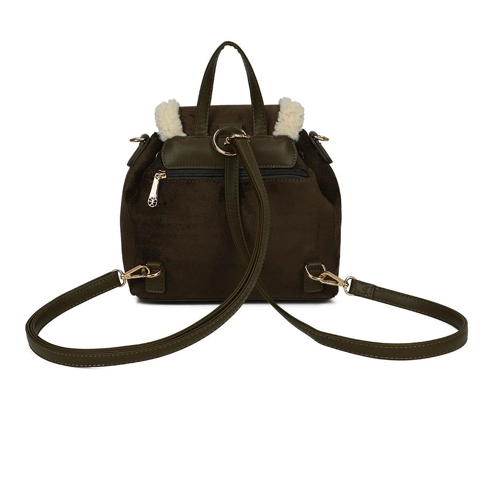 Dos du sac Le Sherpa vert foncé, avec sa poignée supérieure et les attaches de la bandoulière – réf. A-9174