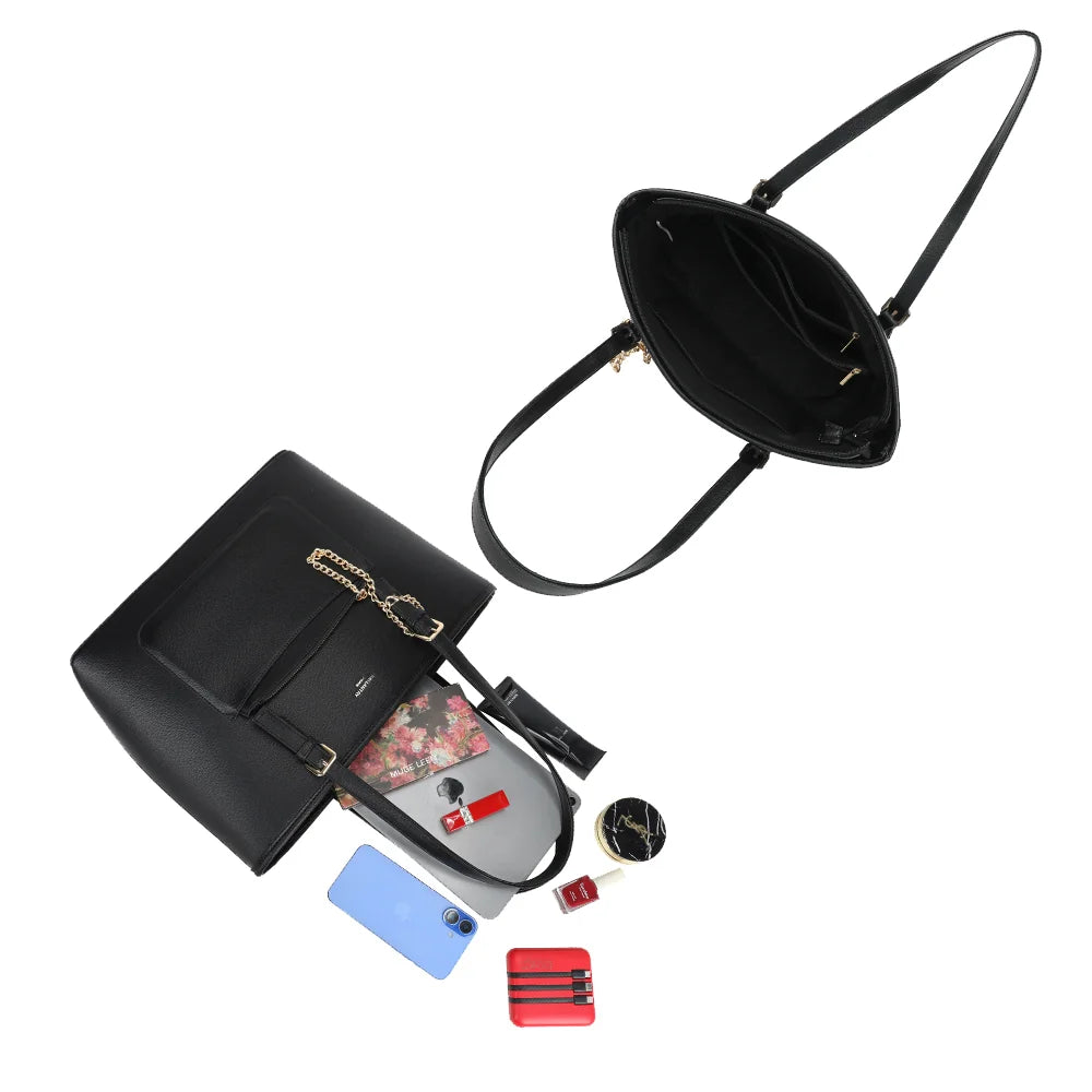 Intérieur du Le Solaro noir : plusieurs poches dont une zippée pour organiser vos essentiels – réf. R-2080