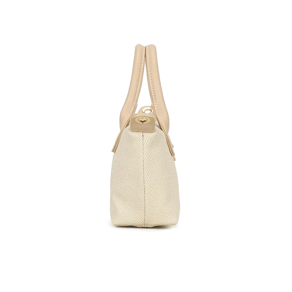 Profil du Soléa beige/taupe : 9 cm de profondeur et patte latérale pour la bandoulière amovible – réf. Z-05-5