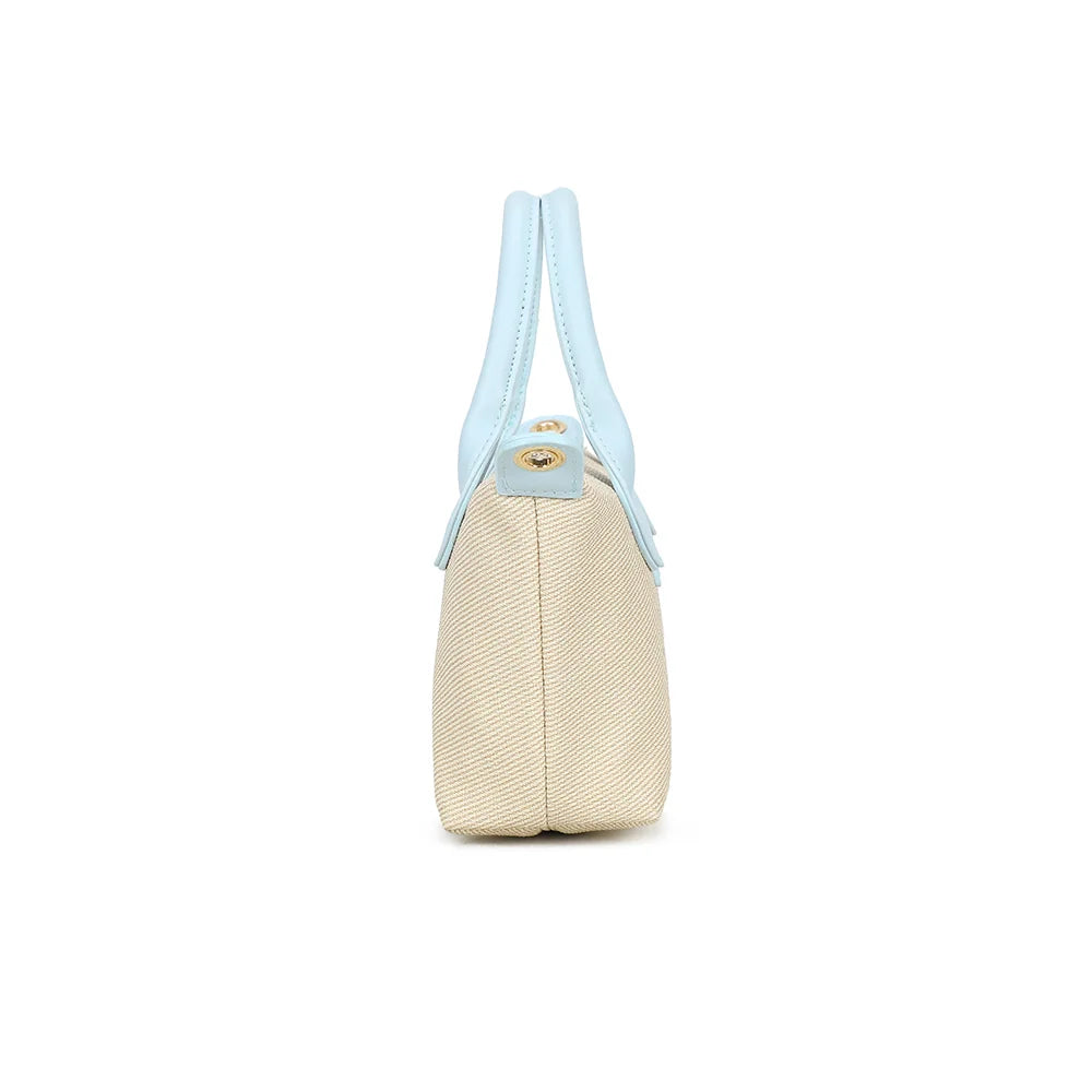 Profil du Soléa bleu clair : 9 cm de profondeur et patte latérale pour la bandoulière amovible – réf. Z-05-5
