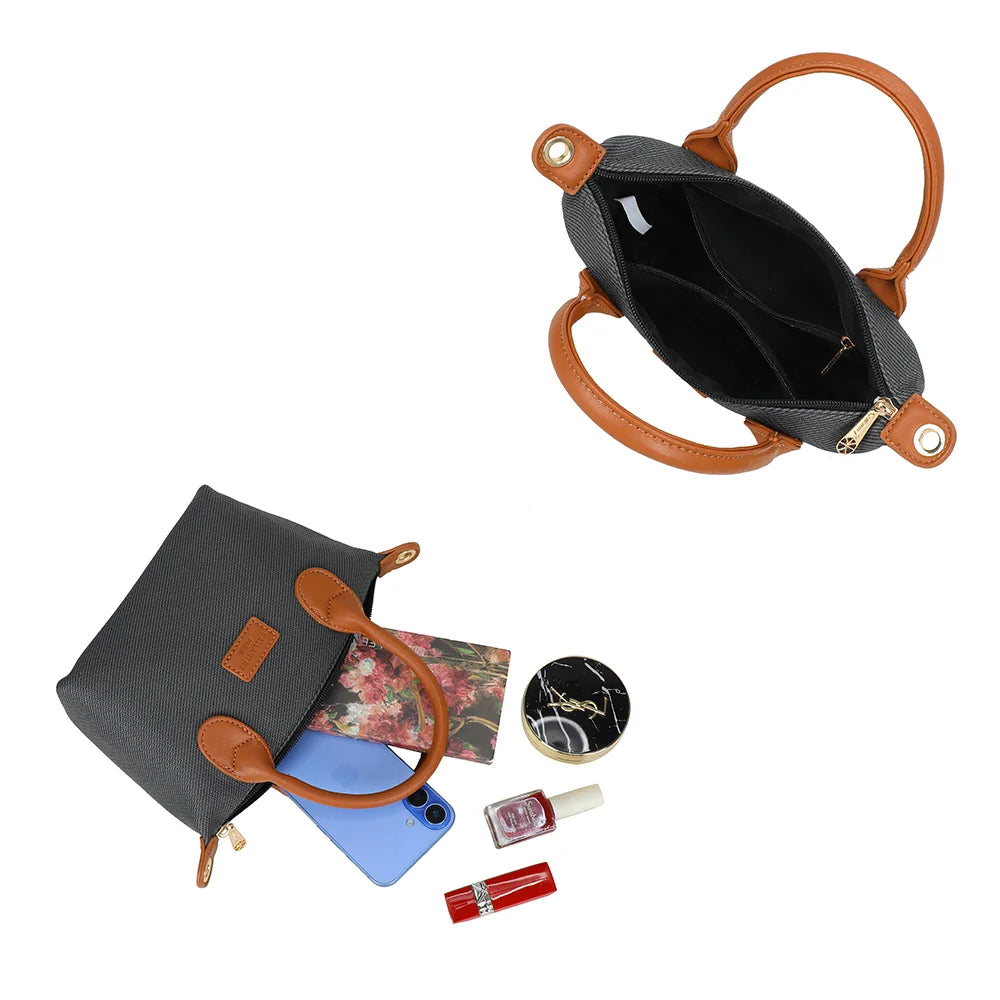 Intérieur du Soléa noir/marron : fermeture zippée, doublure synthétique et poches plaquées – réf. Z-05-5