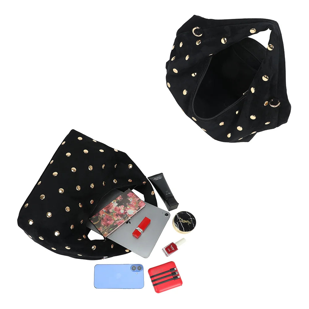 Intérieur du Le Sologne noir : compartiment zippé spacieux avec rangements pour les essentiels – réf. R-2067