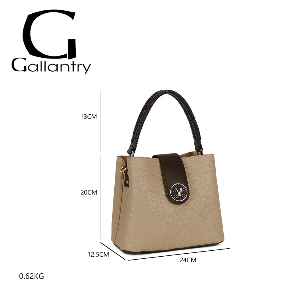 Dimensions du Le Solvane taupe/coffee : 24 × 12,5 × 20 cm, anse de 13 cm de hauteur, poids 0,62 kg