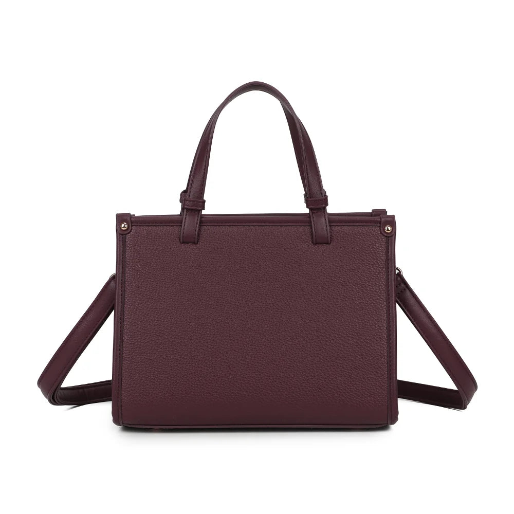 Dos du sac Le Soranio bordeaux, simili cuir grainé et renforts arrondis aux angles inférieurs – réf. R-2082