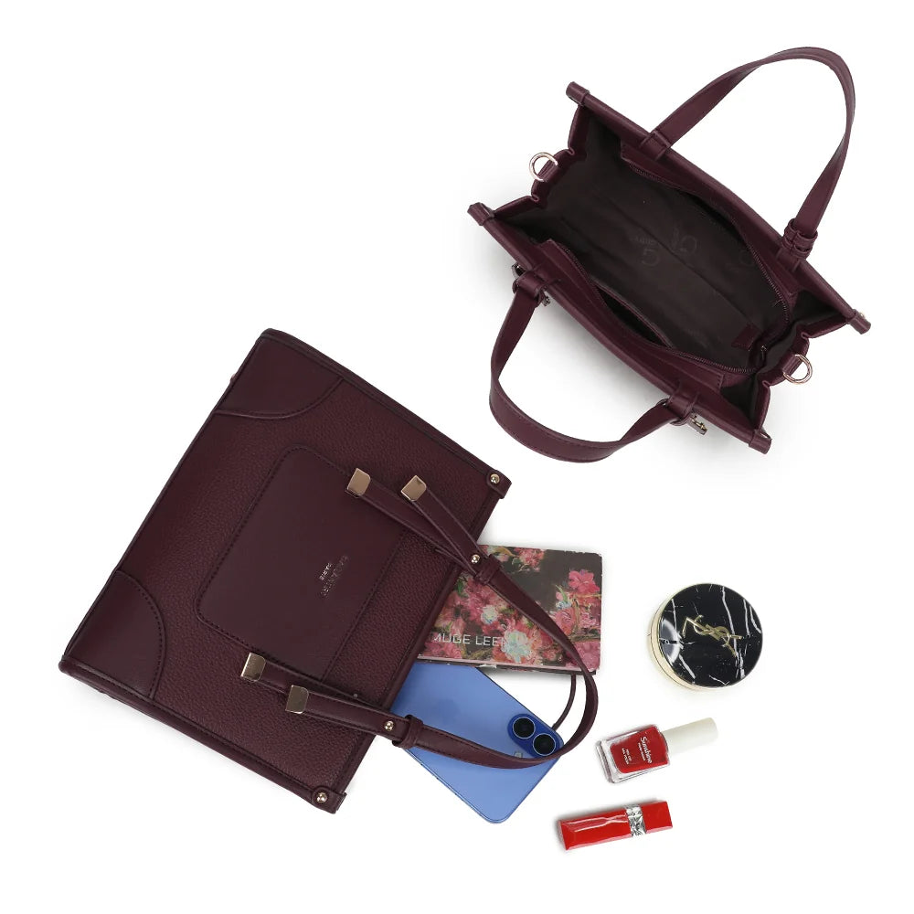 Intérieur doublé du Le Soranio bordeaux avec plusieurs rangements, dont une poche zippée – réf. R-2082