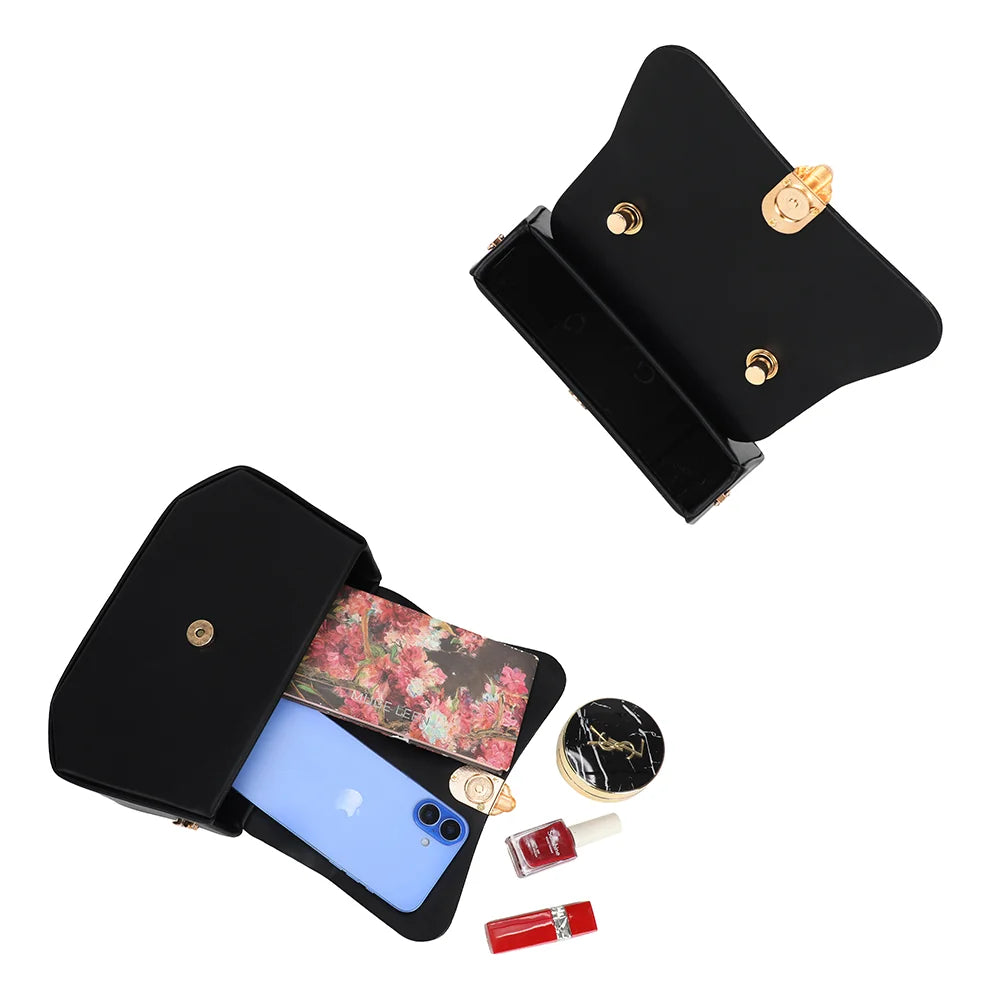Intérieur du Le Tervane noir : compartiment principal pour téléphone et petits essentiels – réf. C-0185