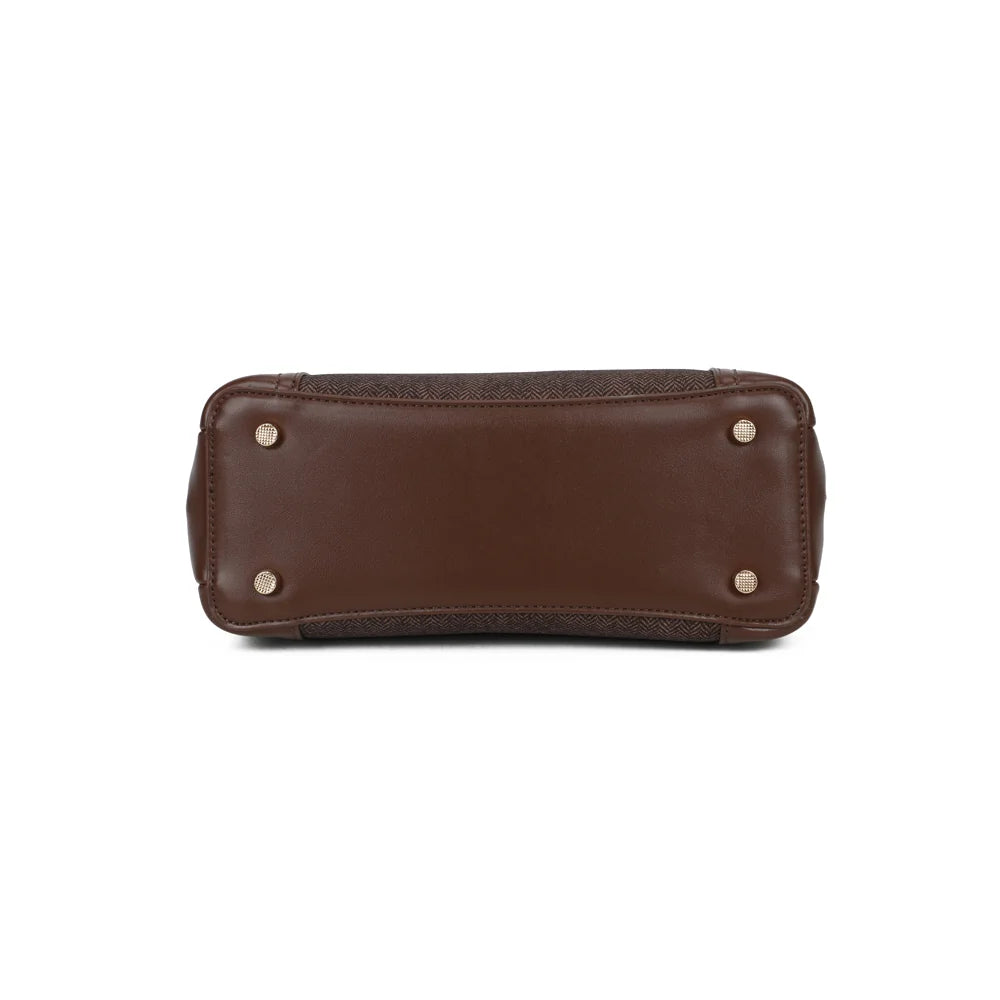 Dessous du Valdora marron foncé avec ses pieds métalliques qui protègent la base une fois posé – réf. G-7513