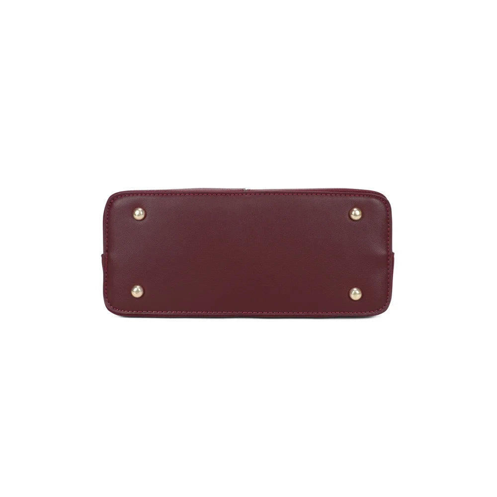 Dessous du sac Le Valmont bordeaux, base plate qui lui permet de tenir droit – réf. A-9177