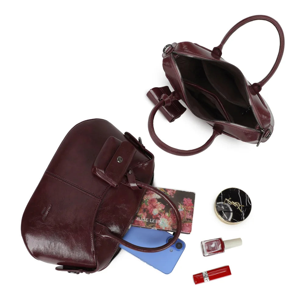 Intérieur doublé du Le Vellino bordeaux, ouverture zippée et poches pour ranger les petits essentiels – réf. LS-76001