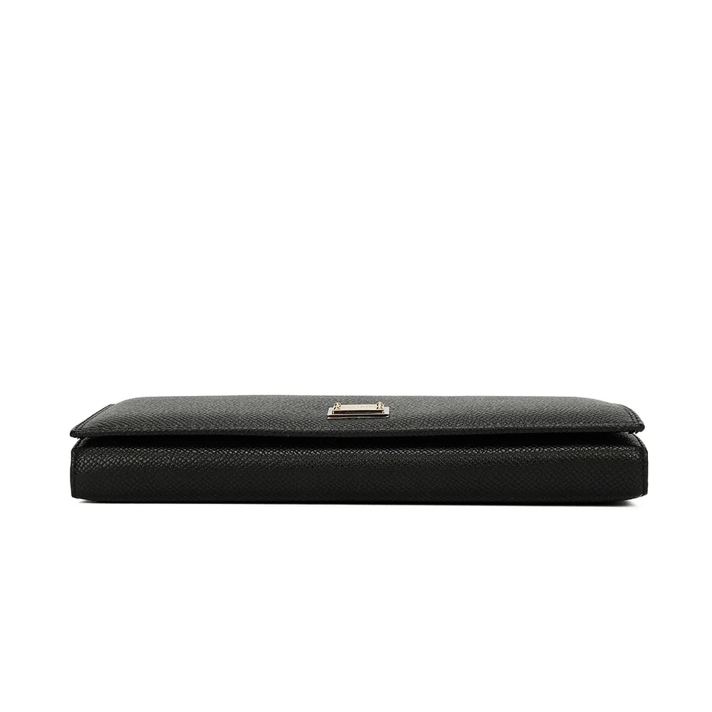 Dessous du portefeuille Loulou noir, finitions nettes et surpiqûres soignées – réf. FD-81001