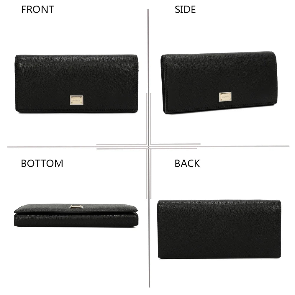 Loulou noir sous quatre angles : face, profil, dessous et dos du portefeuille – réf. FD-81001