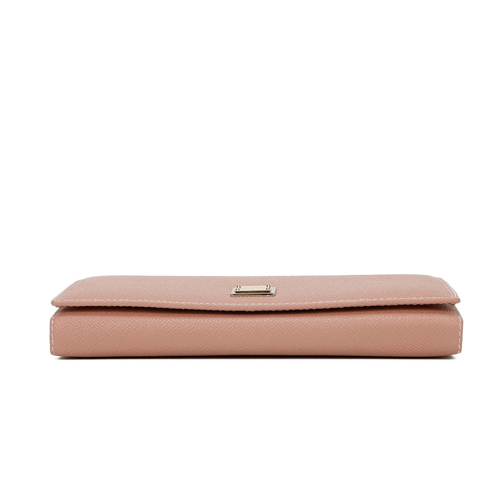 Dessous du portefeuille Loulou rose foncé, finitions nettes et surpiqûres soignées – réf. FD-81001