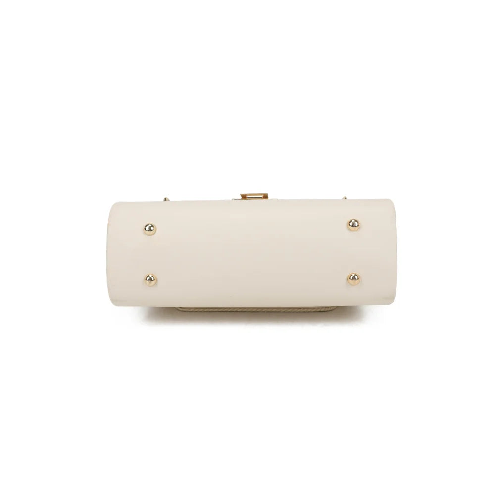 Dessous du Lysia beige, base lisse posée sur de petits pieds métalliques dorés – réf. YL-26007