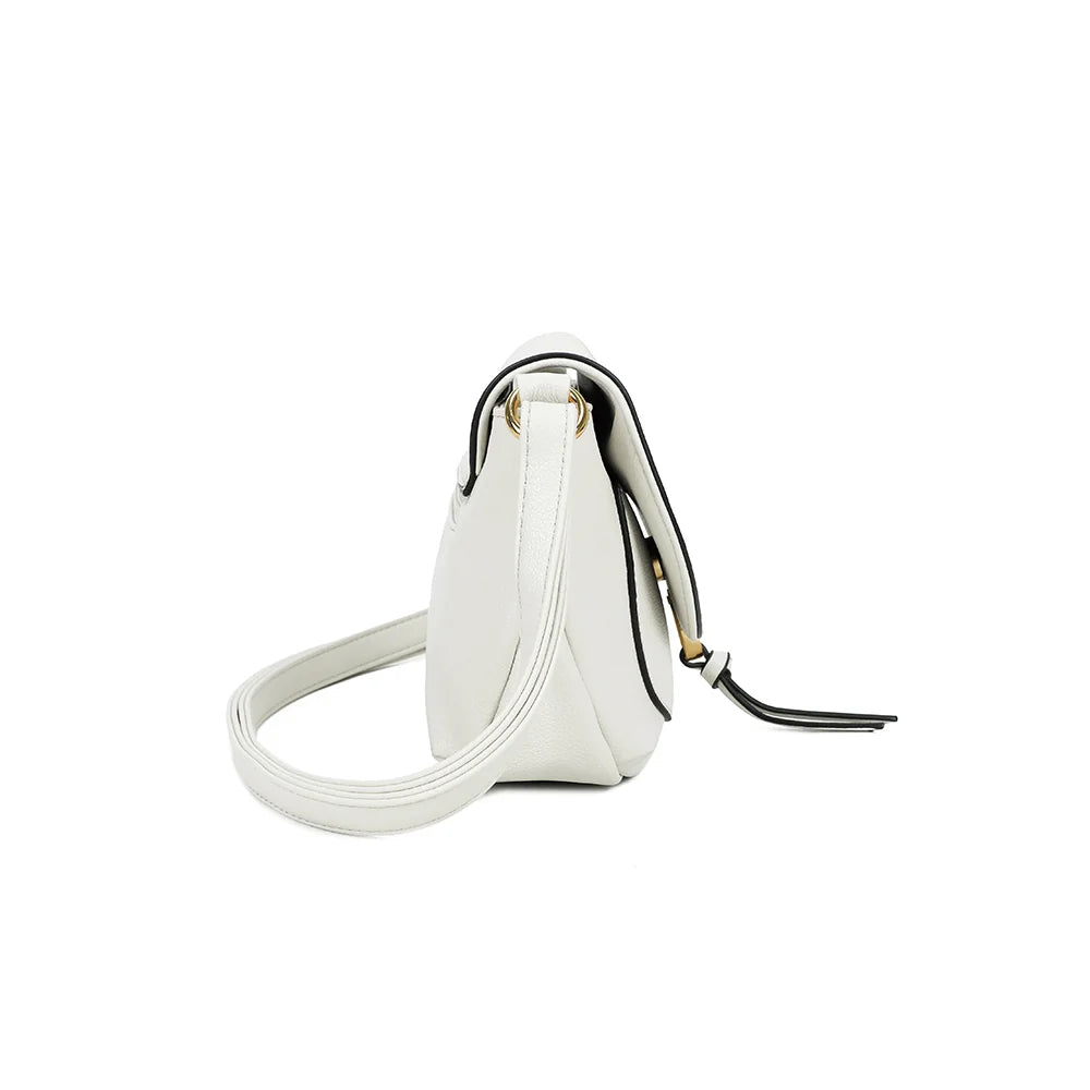 Profil du Mira blanc : format compact de 8 cm de profondeur et boucle de réglage dorée – réf. Z-83082