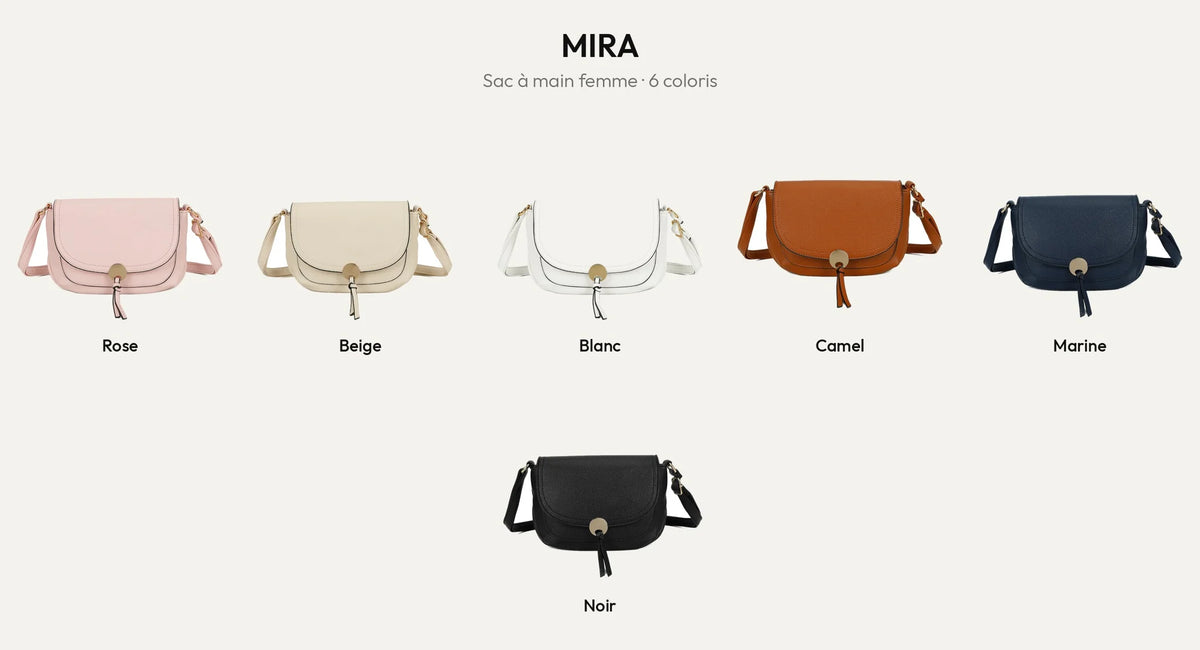 Sac à main femme Mira en simili cuir grainé, décliné en 6 coloris – Gallantry Paris – réf. Z-83082