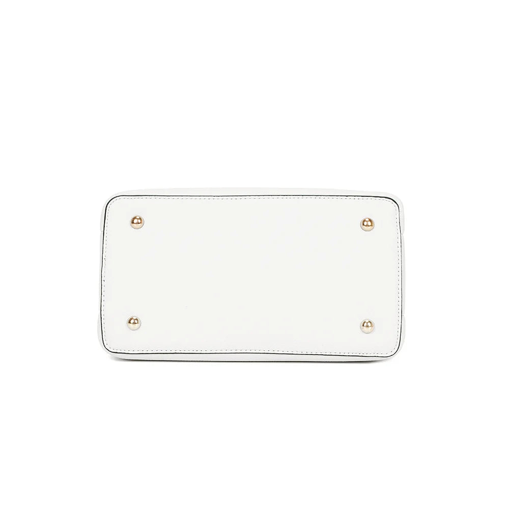 Dessous du Nola blanc, base rectangulaire de 26 × 14 cm en simili cuir grainé vegan – réf. R-1948