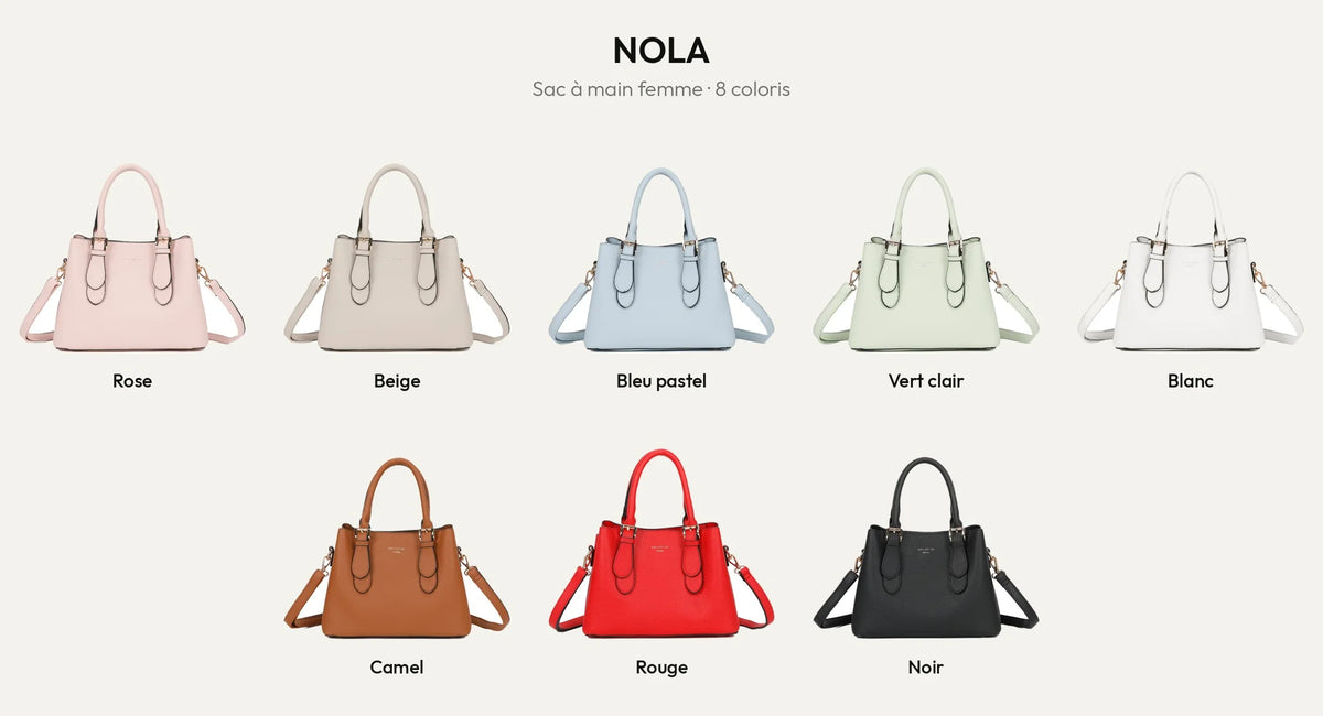 Sac à main femme Nola en simili cuir grainé, 8 coloris – Gallantry Paris – réf. R-1948