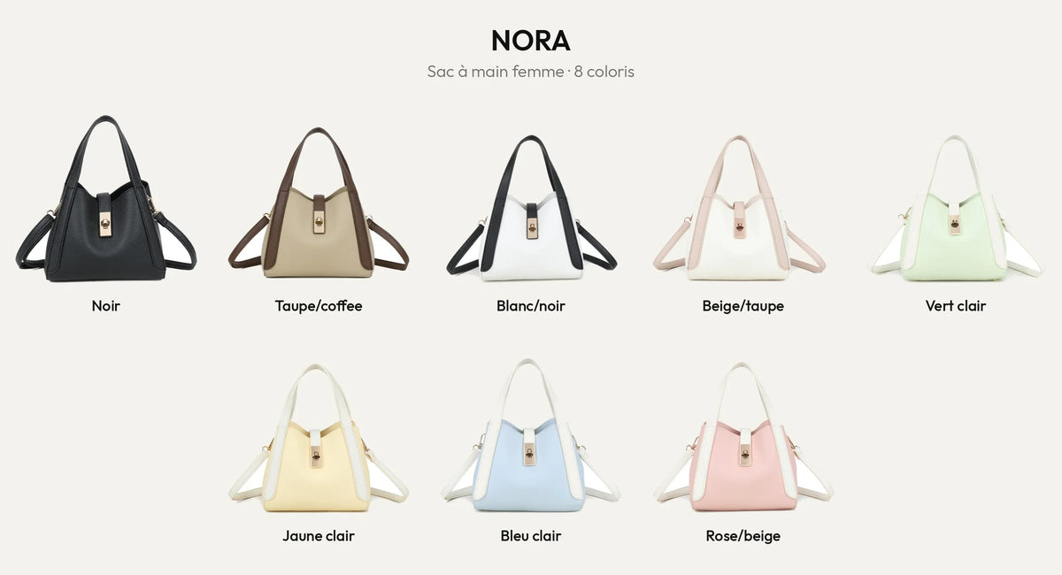 Sac à main seau femme Nora en simili cuir grainé, décliné en 8 coloris – Gallantry Paris – réf. DQ-8718