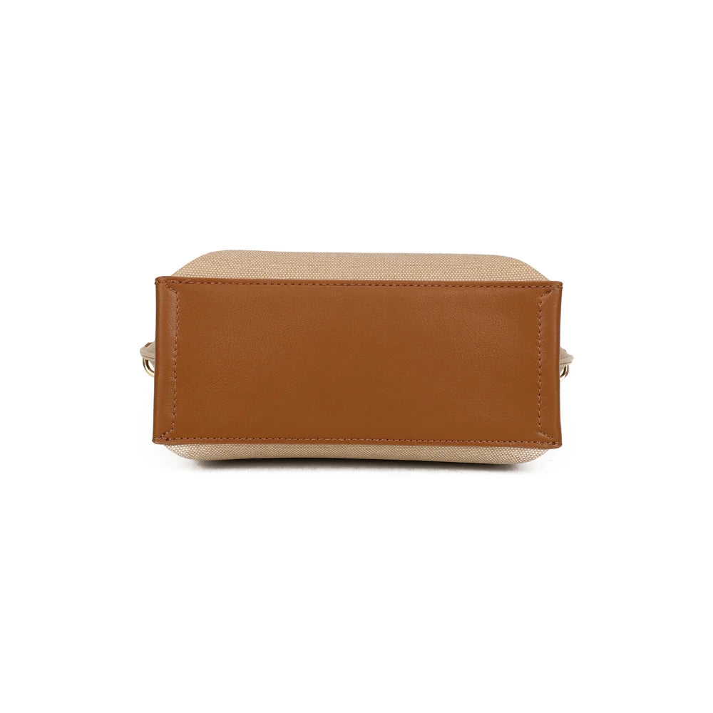 Dessous du Nude Canvas taupe/marron, base bordée d’un liseré synthétique contrasté – réf. R-1987-1