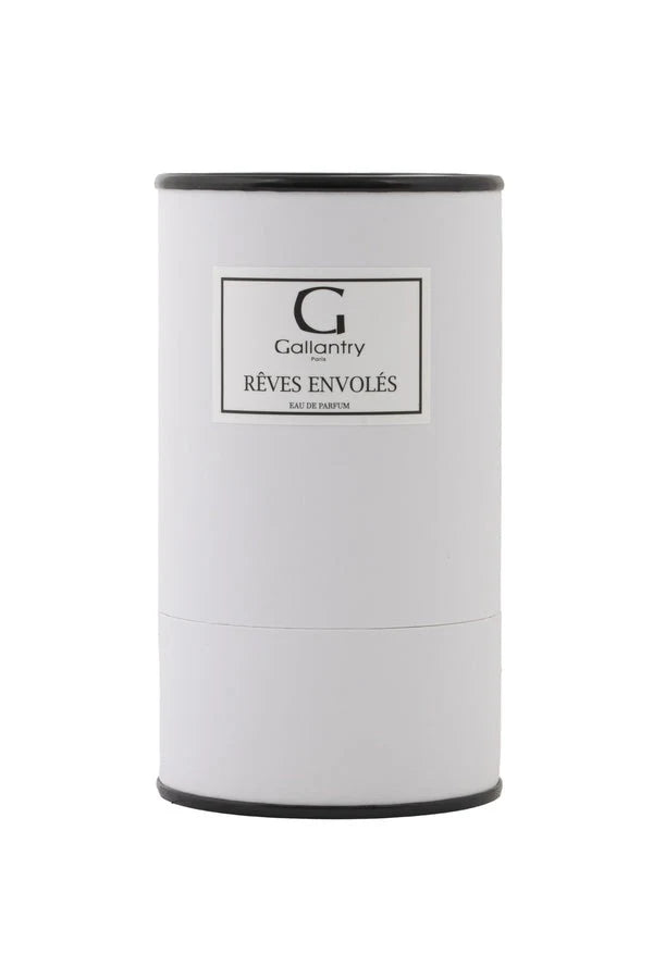 Flacon de l'eau de parfum Rêves Envolés de Gallantry Paris posé à côté de sa boîte