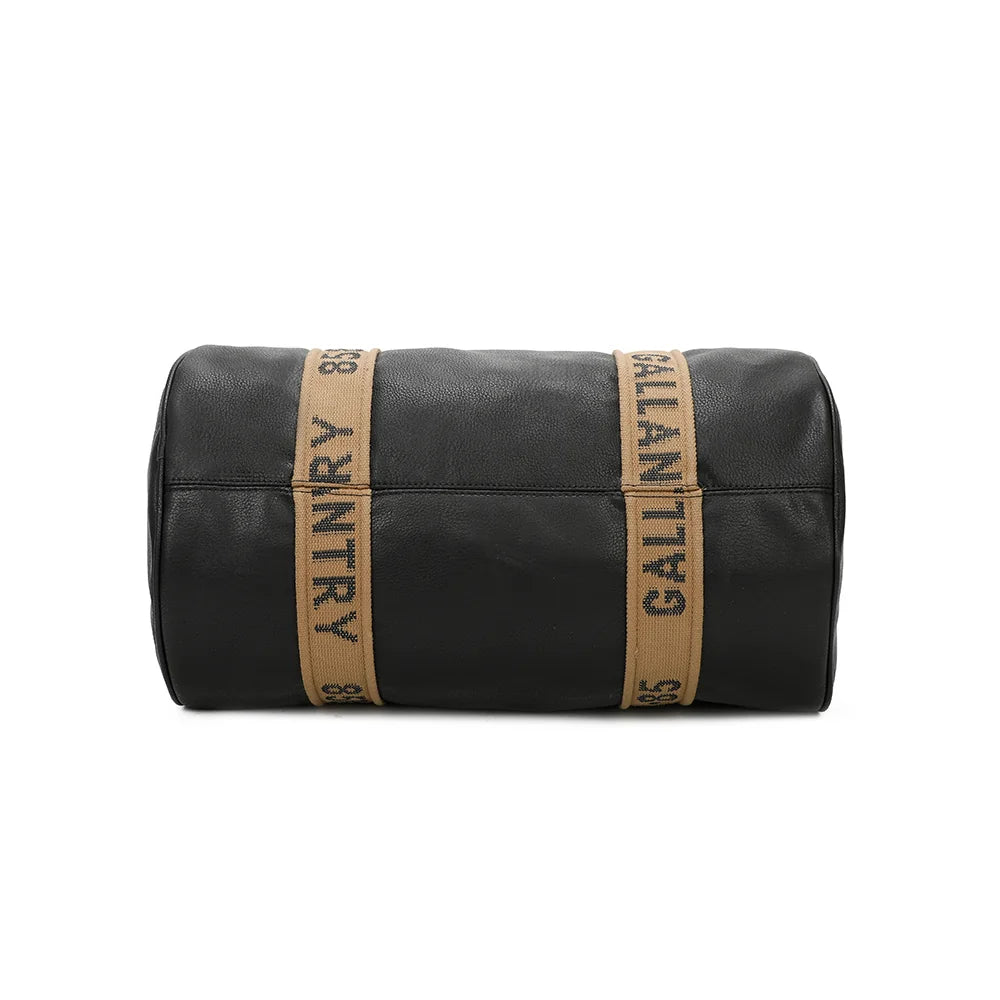 Dessous du Polochon noir : les sangles textiles siglées passent sous le sac cylindrique – réf. Z-83049