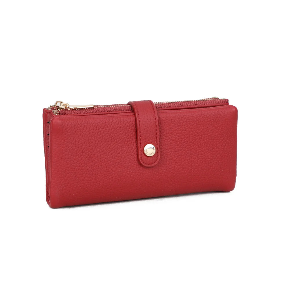 Rosy Chic rouge vu de trois quarts : double fermeture zippée sur le dessus et finitions dorées – réf. SF-69053
