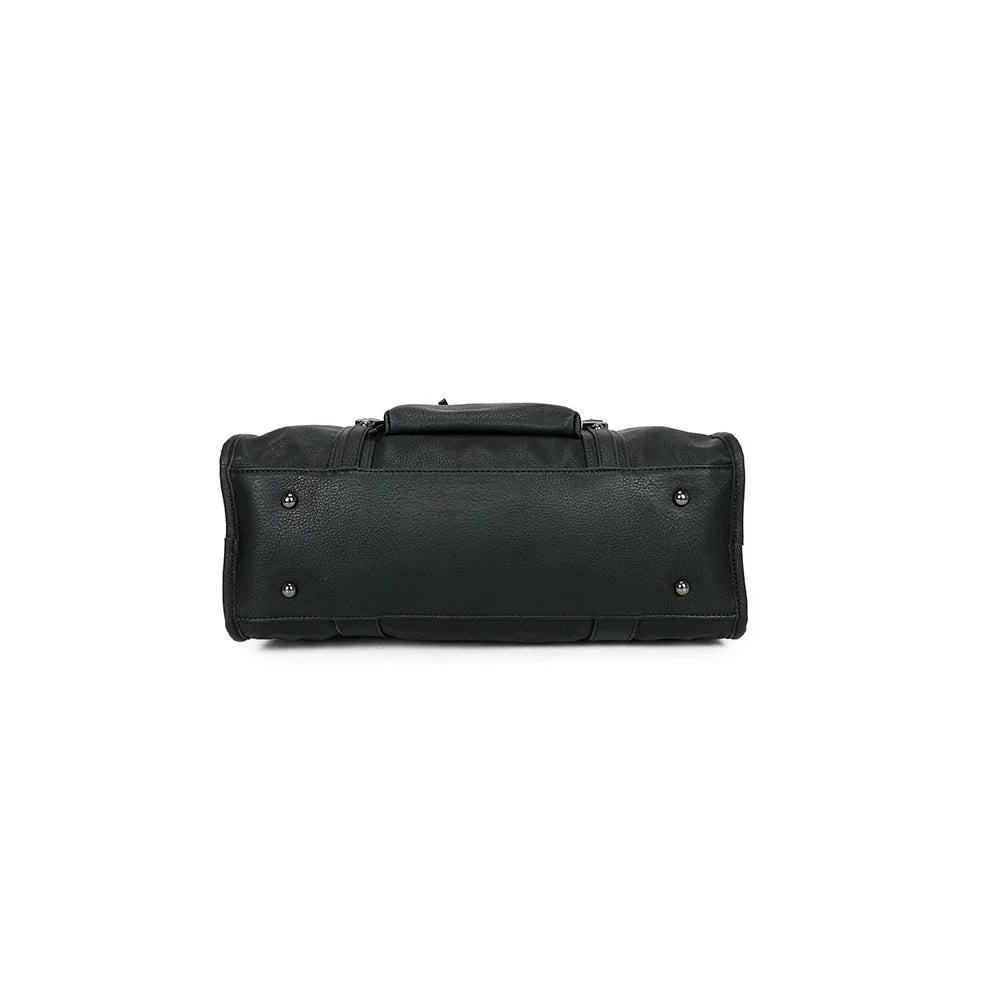 Dessous du Skyla Grand Mat noir : une base large de 39 × 16 cm en simili cuir grainé – réf. R-1979-3