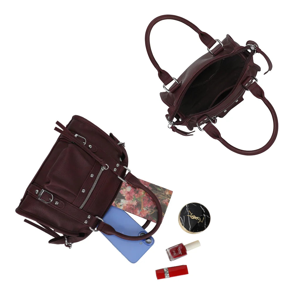 Intérieur du Skyla Mat bordeaux : ouverture zippée, doublure et poche zippée intérieure – réf. R-1979-1