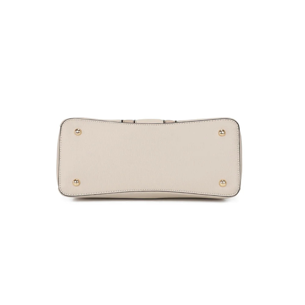 Dessous du Symphonie Graphique beige/taupe, base plate posée sur de petits pieds métalliques dorés – réf. DQ-8605-4