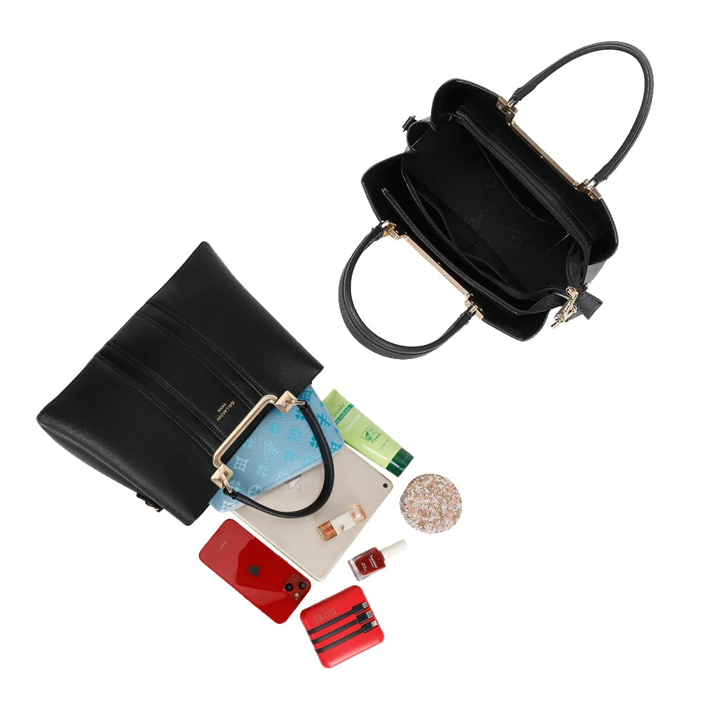 Intérieur du Symphonie Graphique noir : trois compartiments et deux fermetures zippées pour s’organiser – réf. DQ-8605-4