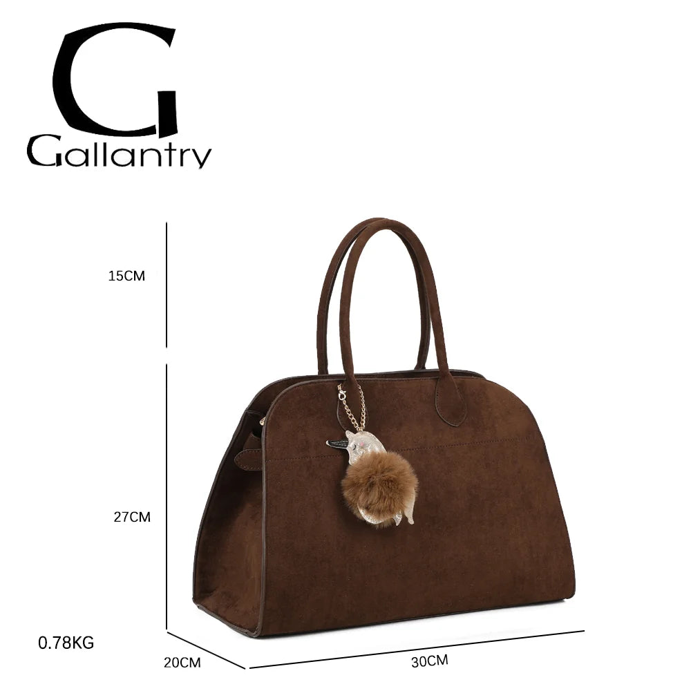 Dimensions du Vera Velours café : 30 × 20 × 27 cm, anses de 15 cm, poids 0,78 kg – réf. R-9444-2