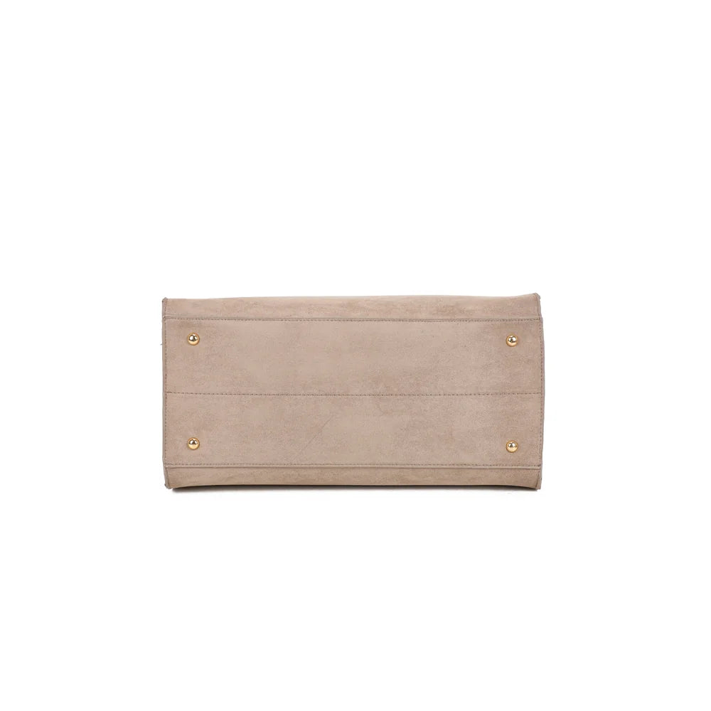 Dessous du Vera Velours taupe foncé : base en velours structurée avec des bordures passepoilées – réf. R-9444-2