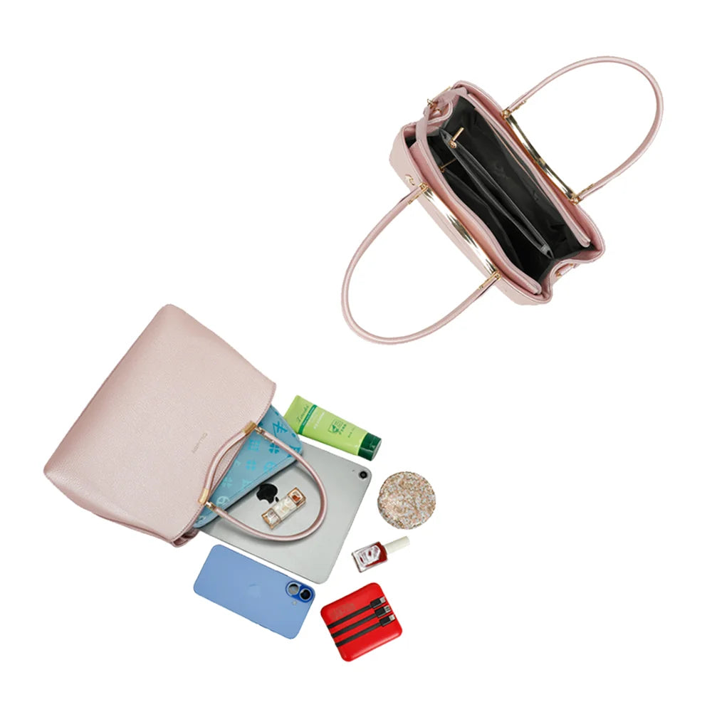 Intérieur du Victoria Élégance rose : compartiments et poche zippée pour ranger téléphone et essentiels – réf. R-1992