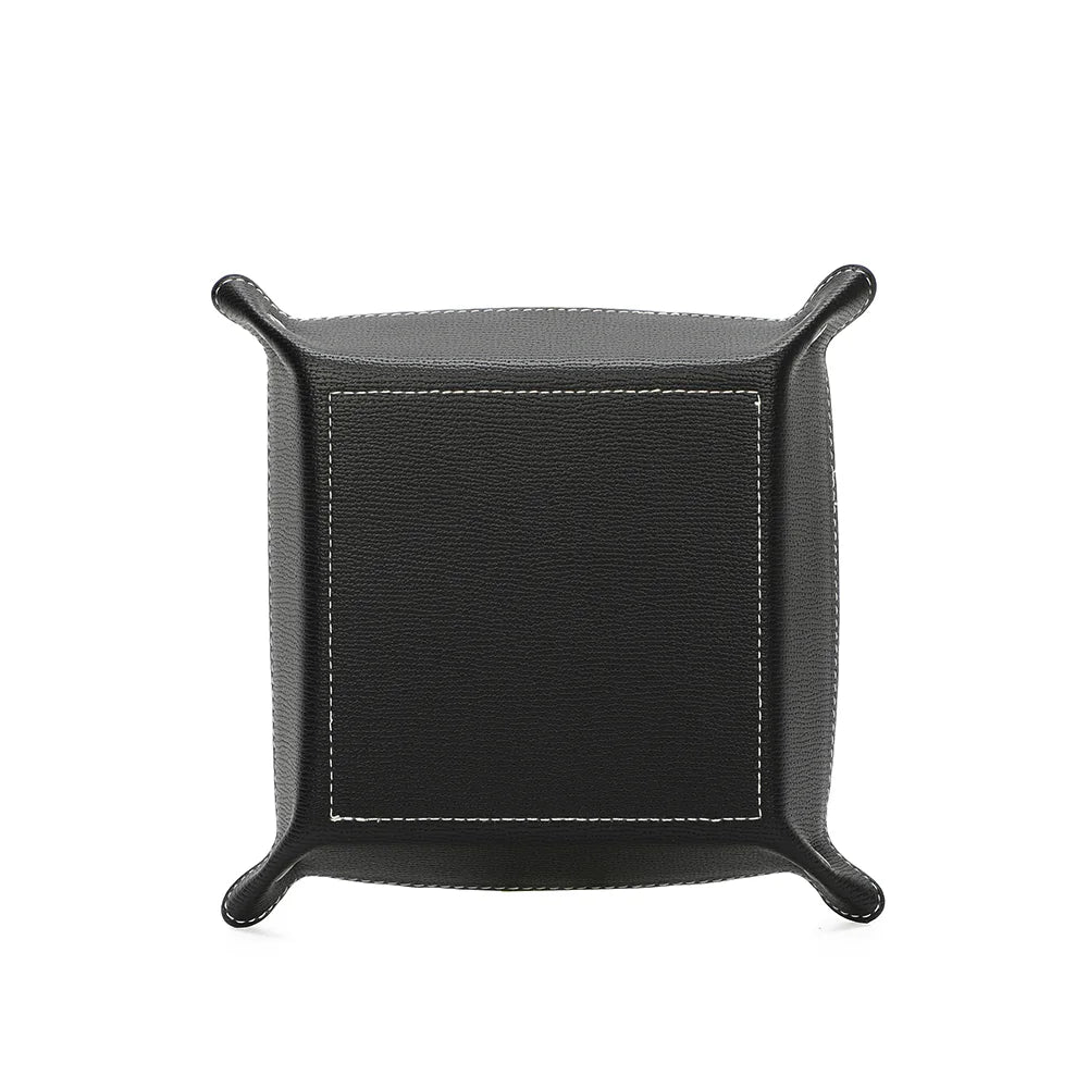 Vide-poche Vegan noir vu de dos, extérieur coloré bordé d’un liseré noir – réf. R-1703