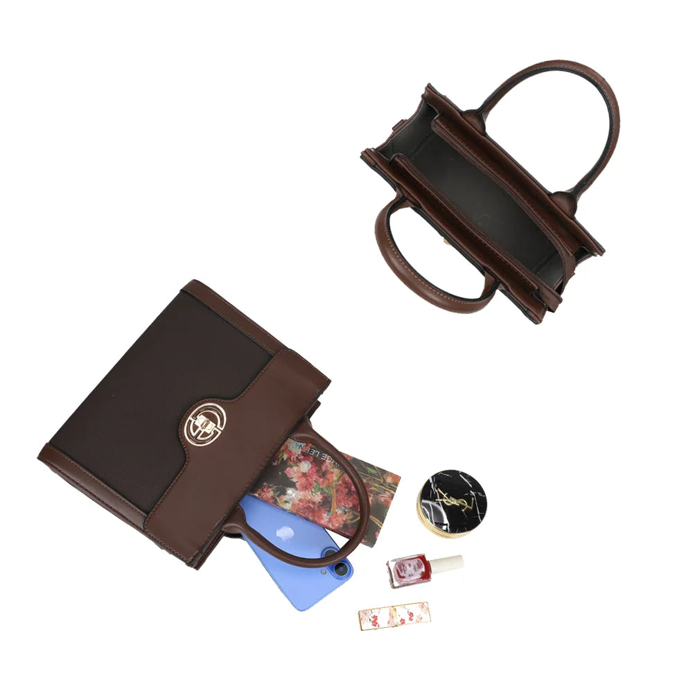 Intérieur du Vionna café : compartiment zippé pour téléphone, carnet et beauté – réf. HY-5454