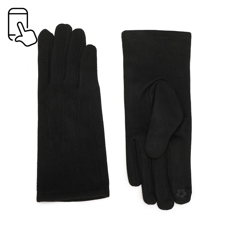 Gants femme Élégance Velours noir, toucher doux effet suédine et nervures surpiquées – Gallantry Paris – réf. HZ-77001