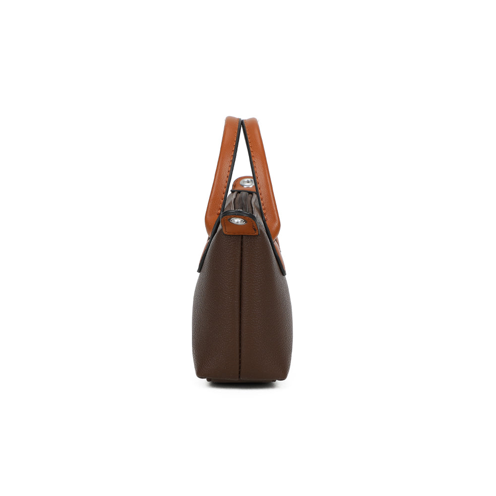 Profil de La Minette café : format compact de 6,5 cm de profondeur et pattes latérales cognac – réf. A-9112