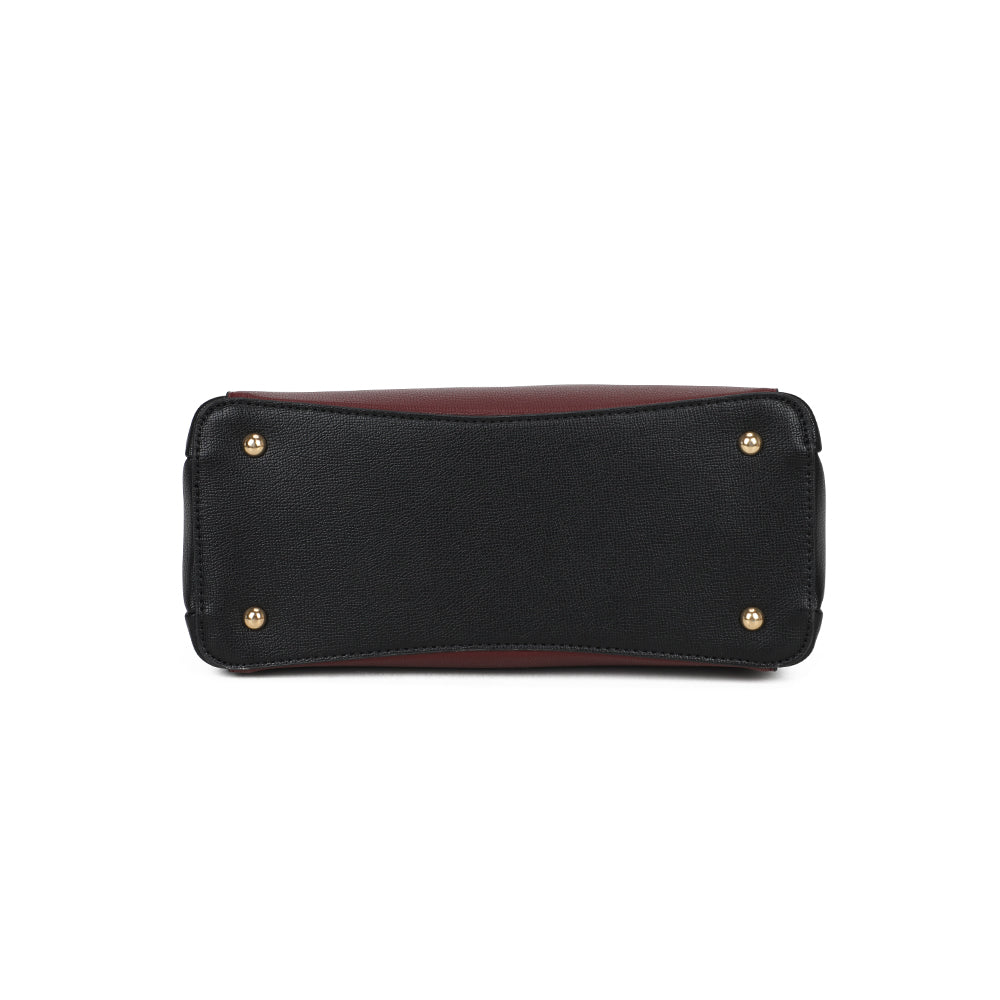 Dessous de La Ismérie bordeaux : base plate et structurée qui garde le sac bien droit – réf. DQ-8634-1
