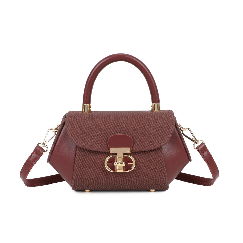Mini sac à main femme Le Léa bordeaux, poignée arrondie et fermoir tourniquet doré – Gallantry Paris – réf. YL-26008