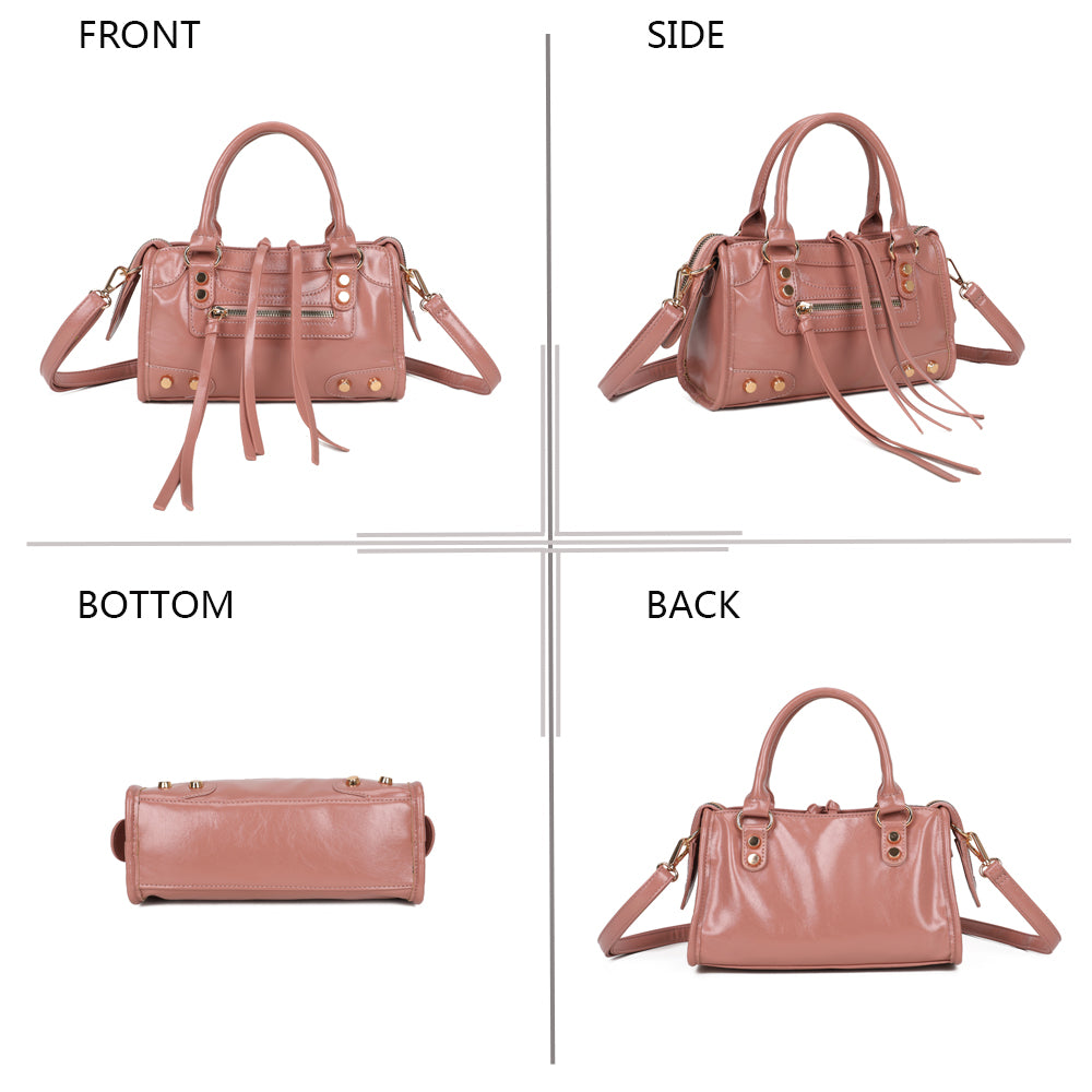 Le Dorian rose foncé sous quatre angles : face, côté, dessous et dos du sac – réf. KJ-62088-1