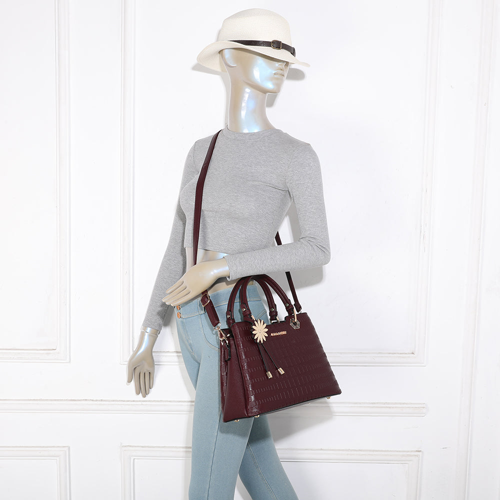 La Fiora – Sac à main femme croco à bandoulière