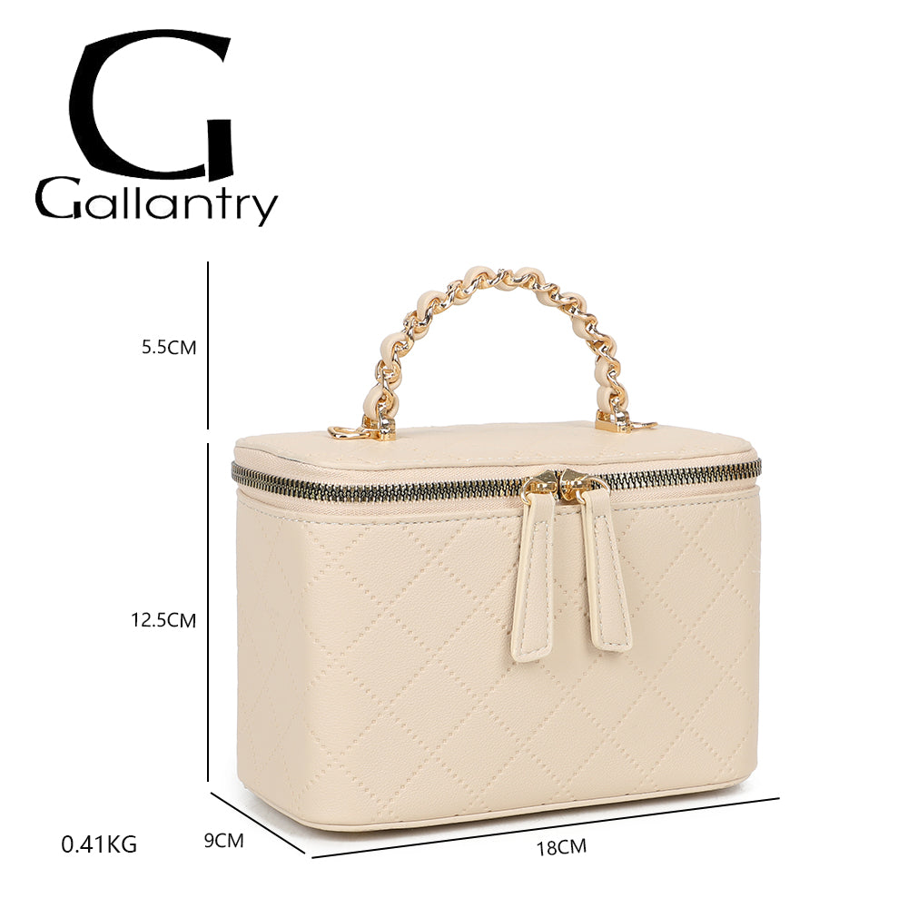 Dimensions du Mini Bambino beige : 18 × 9 × 12,5 cm, poignée de 5,5 cm, poids 0,41 kg – réf. R-1918-4