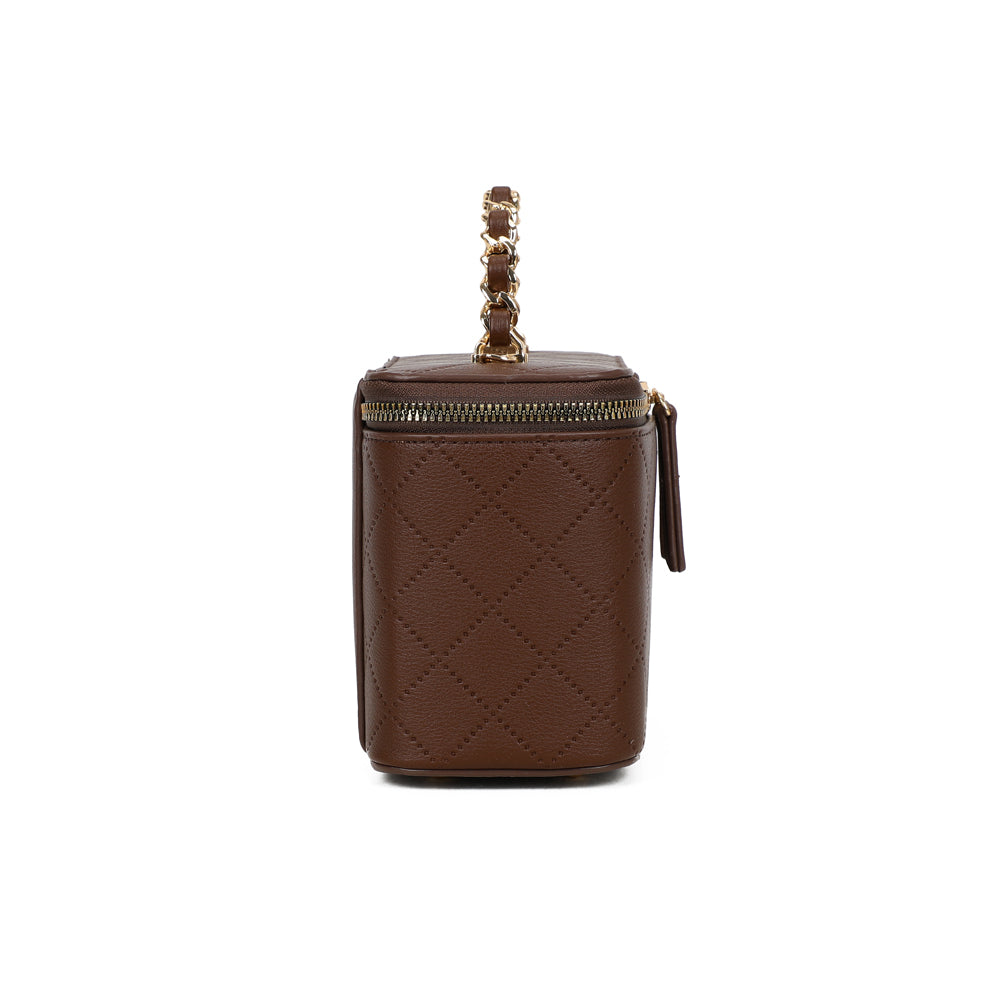 Profil du Mini Bambino café : format compact de 9 cm de profondeur et bandoulière chaîne – réf. R-1918-4