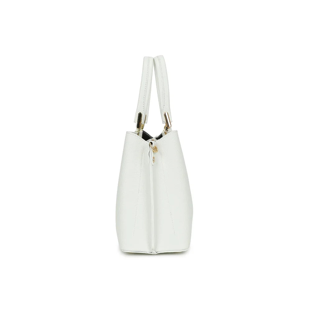 Profil du sac Abyss blanc : 11 cm de profondeur et anneau doré pour la bandoulière amovible – réf. DQ-8699